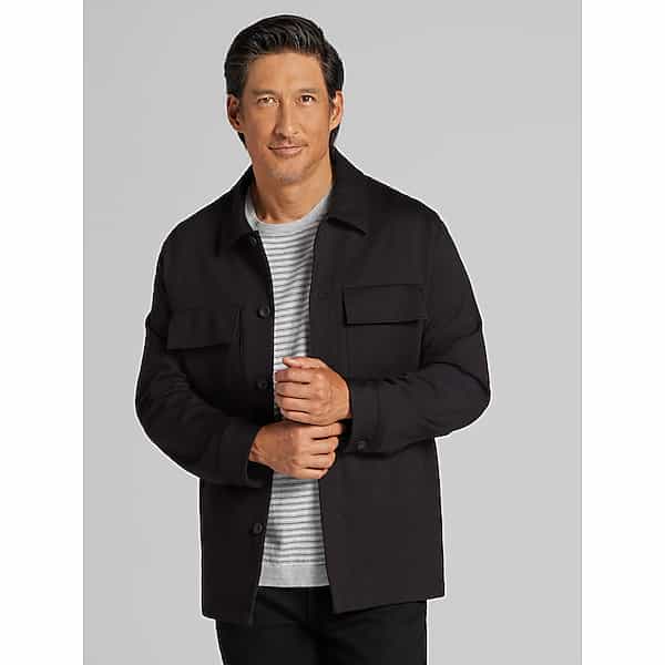Awearness Kenneth Cole Men's Modern Fit Shirt Jacket Black TMW6BZE30002