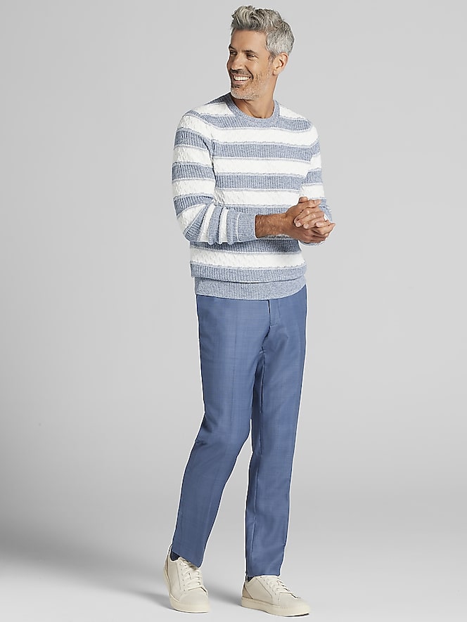 Joseph Abboud Modern Fit Striped Crew Neck Sweater