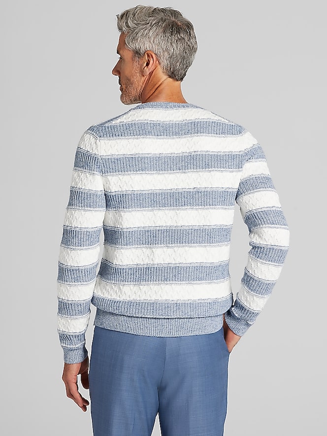 Joseph Abboud Modern Fit Striped Crew Neck Sweater