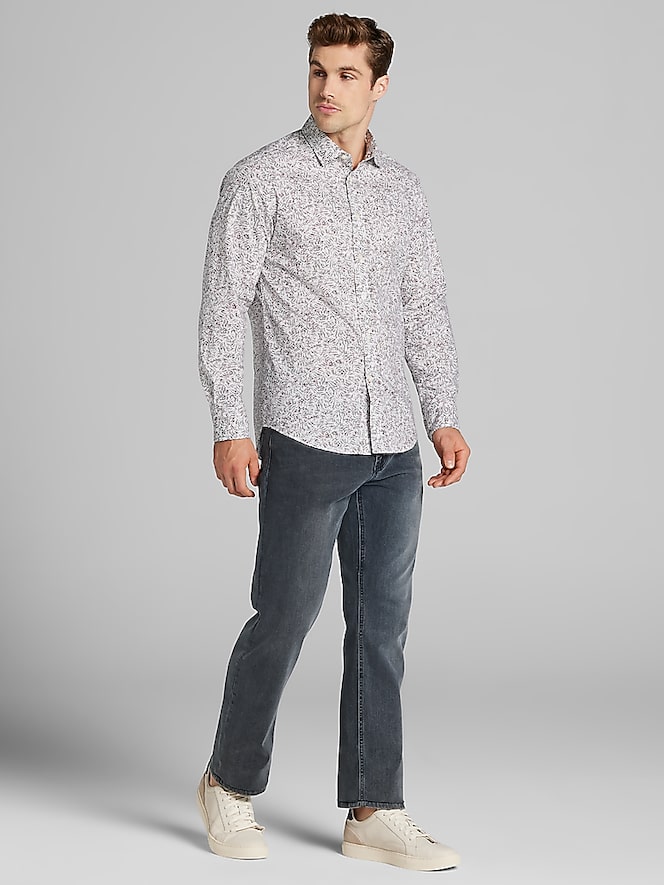 Awearness Kenneth Cole CHILLFLEX Slim Fit 4-Way Stretch Abstract Button Up Shirt