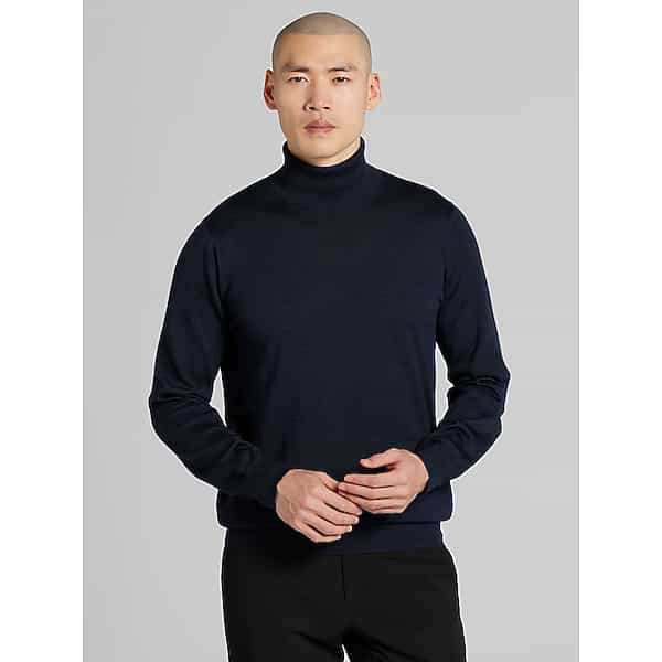 Joseph Abboud Big & Tall Men's Merino Wool Turtleneck Sweater Navy - Size: 2X