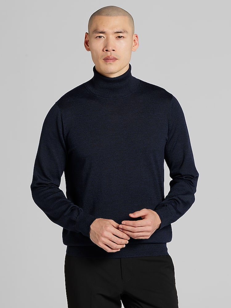 Joseph Abboud Merino Wool Turtleneck Sweater, Navy - Blue