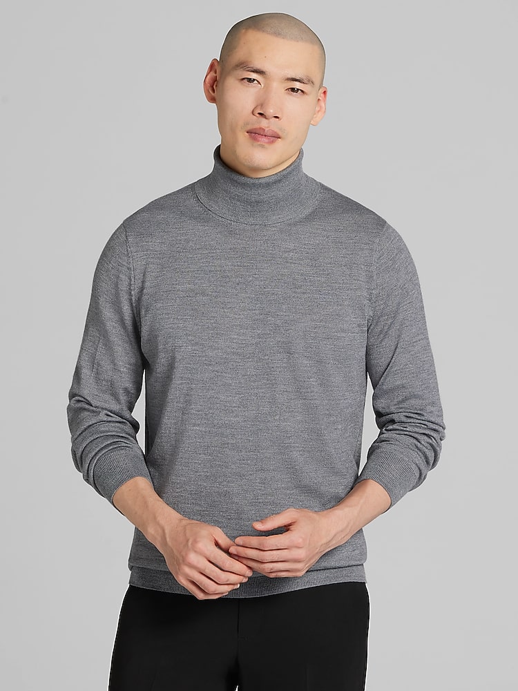 Joseph Abboud Merino Wool Turtleneck Sweater, Grey - Gray