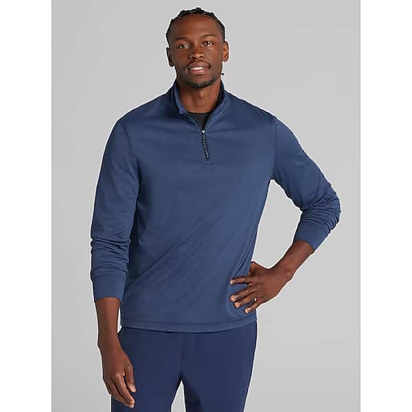 Awearness Kenneth Cole Big & Tall Men's CHILLFLEX Performance Quarter Zip Pullover Navy Blazer Heather - Size: 4XLT TMW6CBD51001