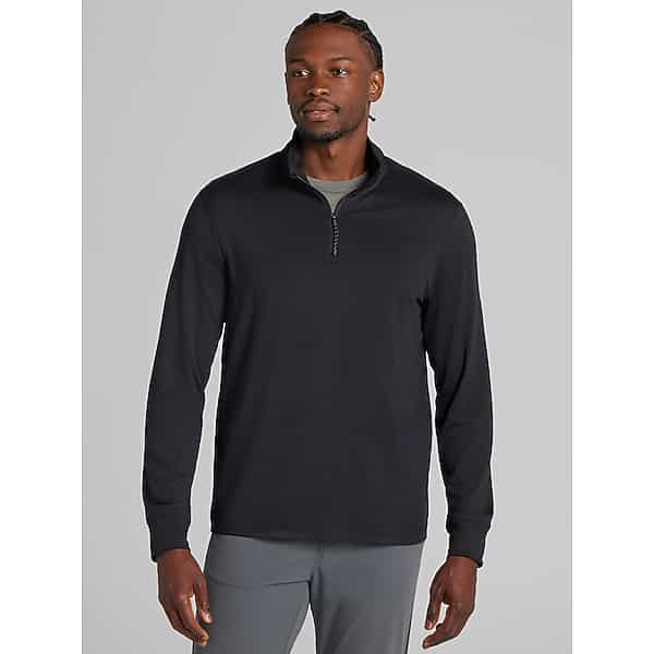 Awearness Kenneth Cole Men's CHILLFLEX Performance Quarter Zip Pullover Jet Black - Size: 1X TMW6CBD50102