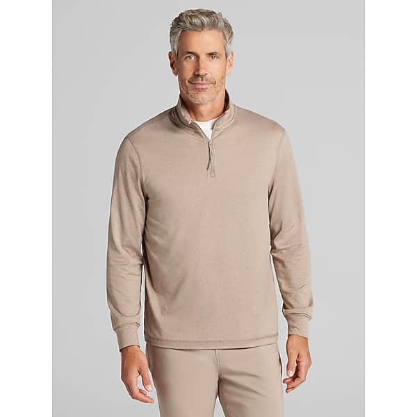 Awearness Kenneth Cole Men's CHILLFLEX Performance Quarter Zip Pullover Tan - Size: Medium