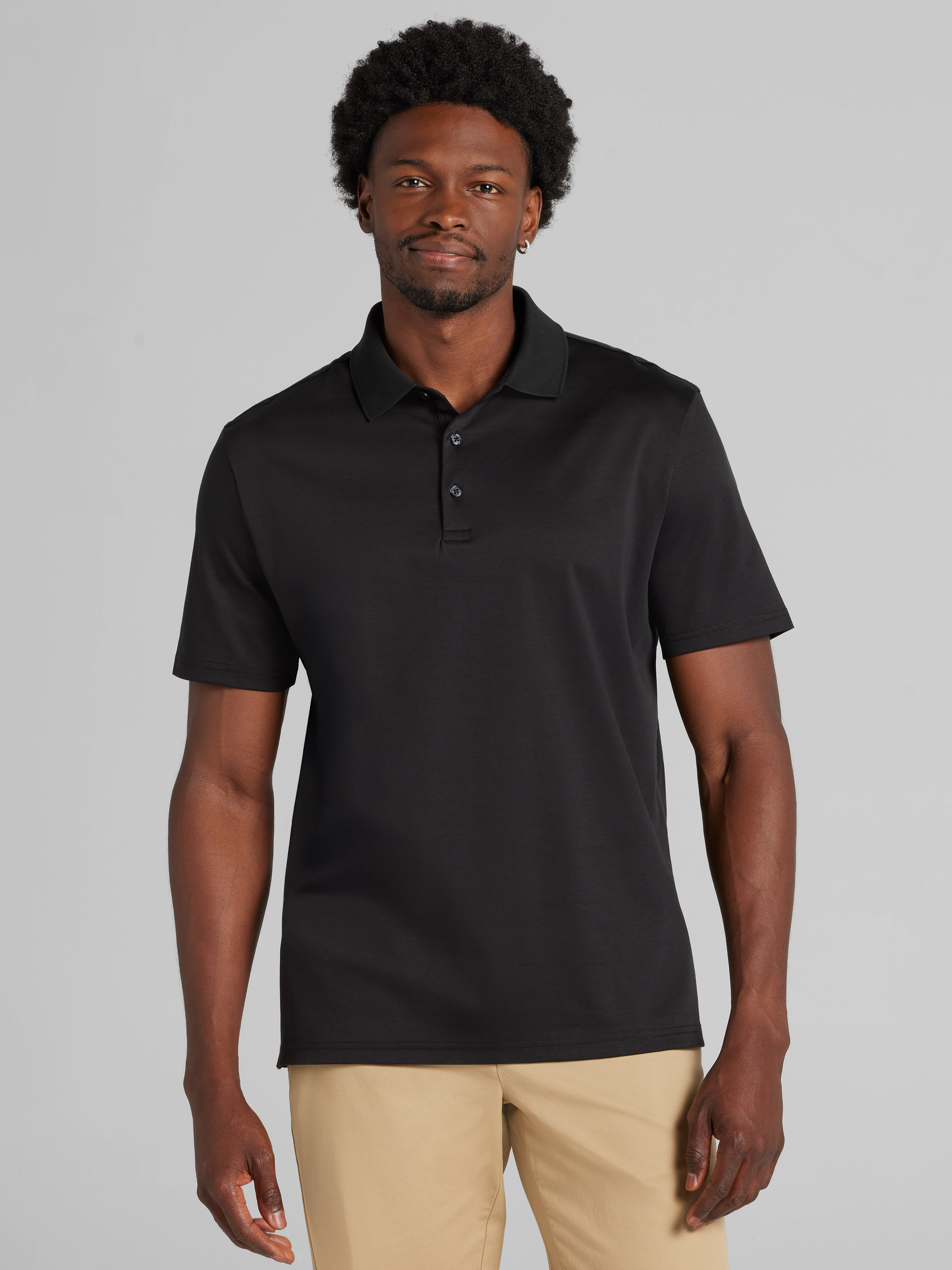 Joseph Abboud Classic Fit Luxe Cotton Polo, Black | Polo Shirts
