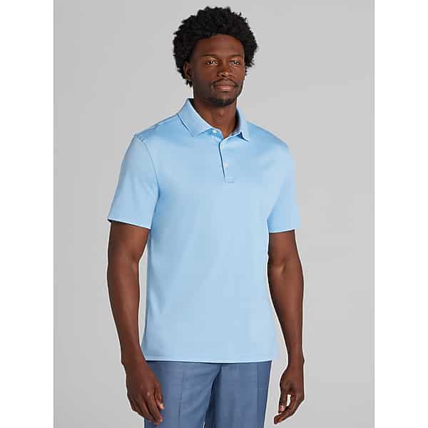 Joseph Abboud Men's Classic Fit Luxe Cotton Polo Lt Blue - Size: 4X