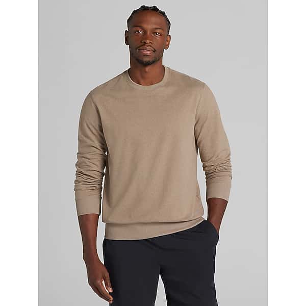 Awearness Kenneth Cole Men's CHILLFLEX Performance Crewneck Pullover Tan Heather - Size: Medium TMW6EBR20005