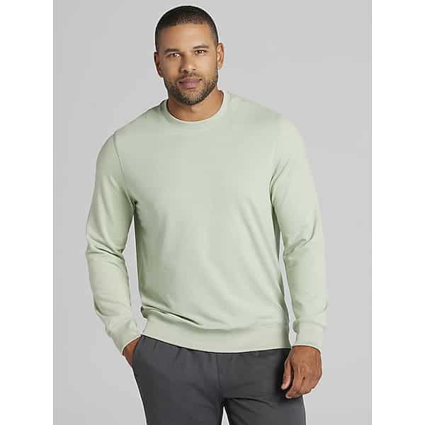 Awearness Kenneth Cole CHILLFLEX Performance Crewneck Pullover in Lite Olive Green – Men’s Moisture-Wicking Long-Sleeve Sweater, Size Small