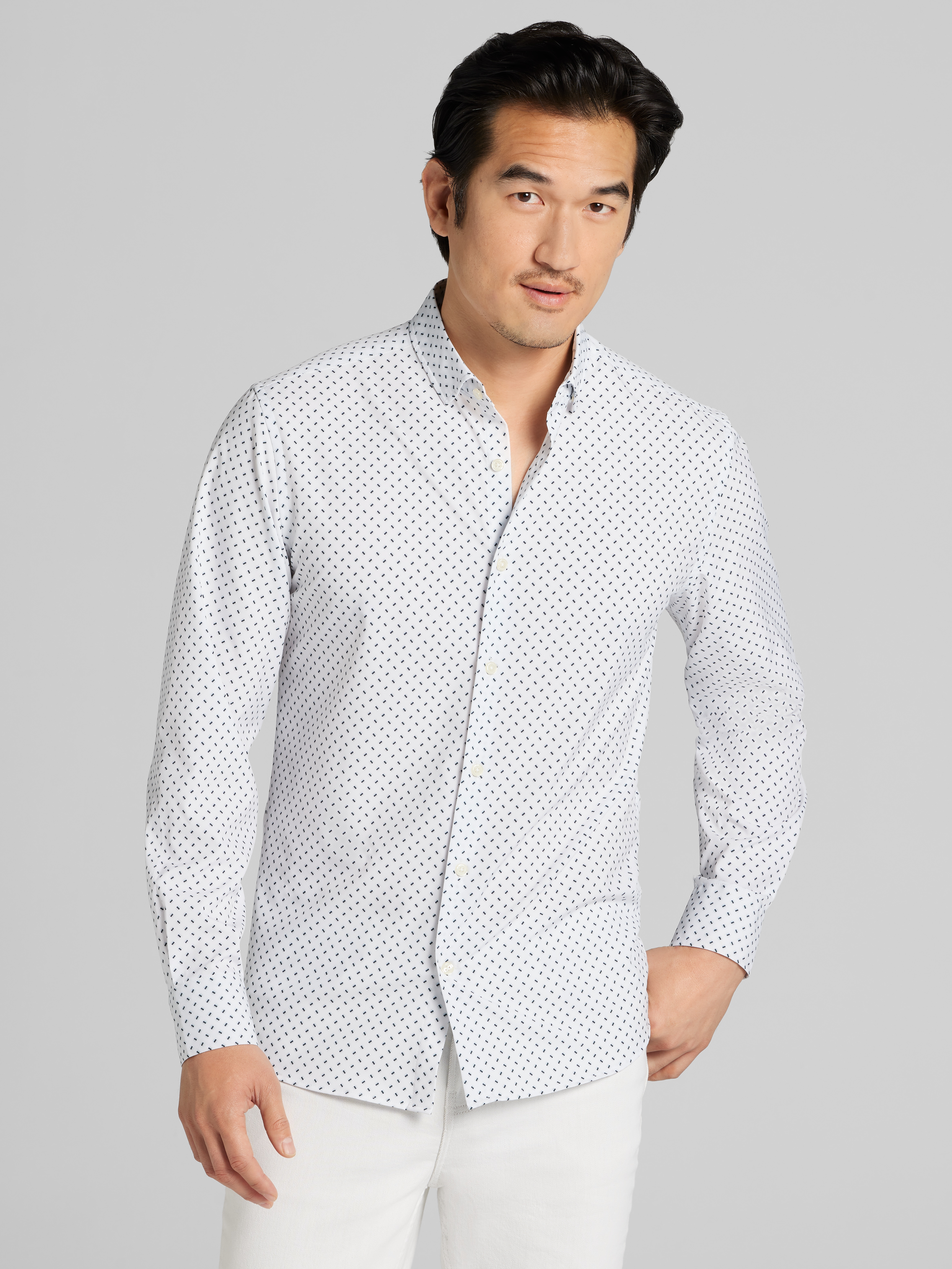 Slim Fit 4-Way Stretch Button Up Shirt