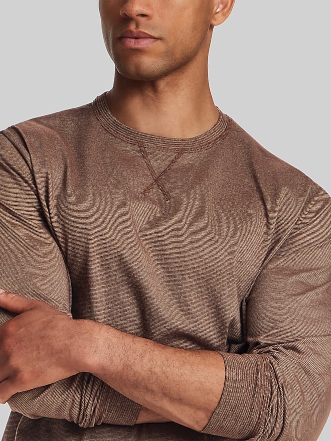 Weatherproof Vintage Micro-Stripe Jersey Crew Neck Pullover