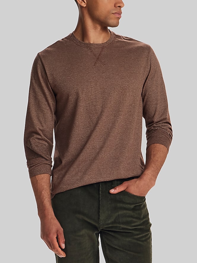 Weatherproof Vintage Micro-Stripe Jersey Crew Neck Pullover
