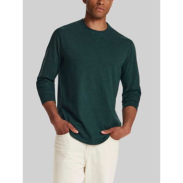 Weatherproof Vintage Mens Micro-Stripe Jersey Crew Neck Pullover Botanical Green - Size: Small