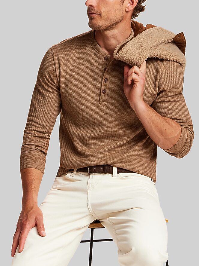 Weatherproof Vintage Variegated Micro-Stripe Waffle Henley
