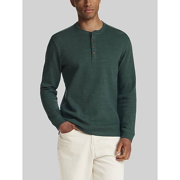 Weatherproof Vintage Men's Variegated Micro-Stripe Waffle Henley Botanical Green - Size: XL