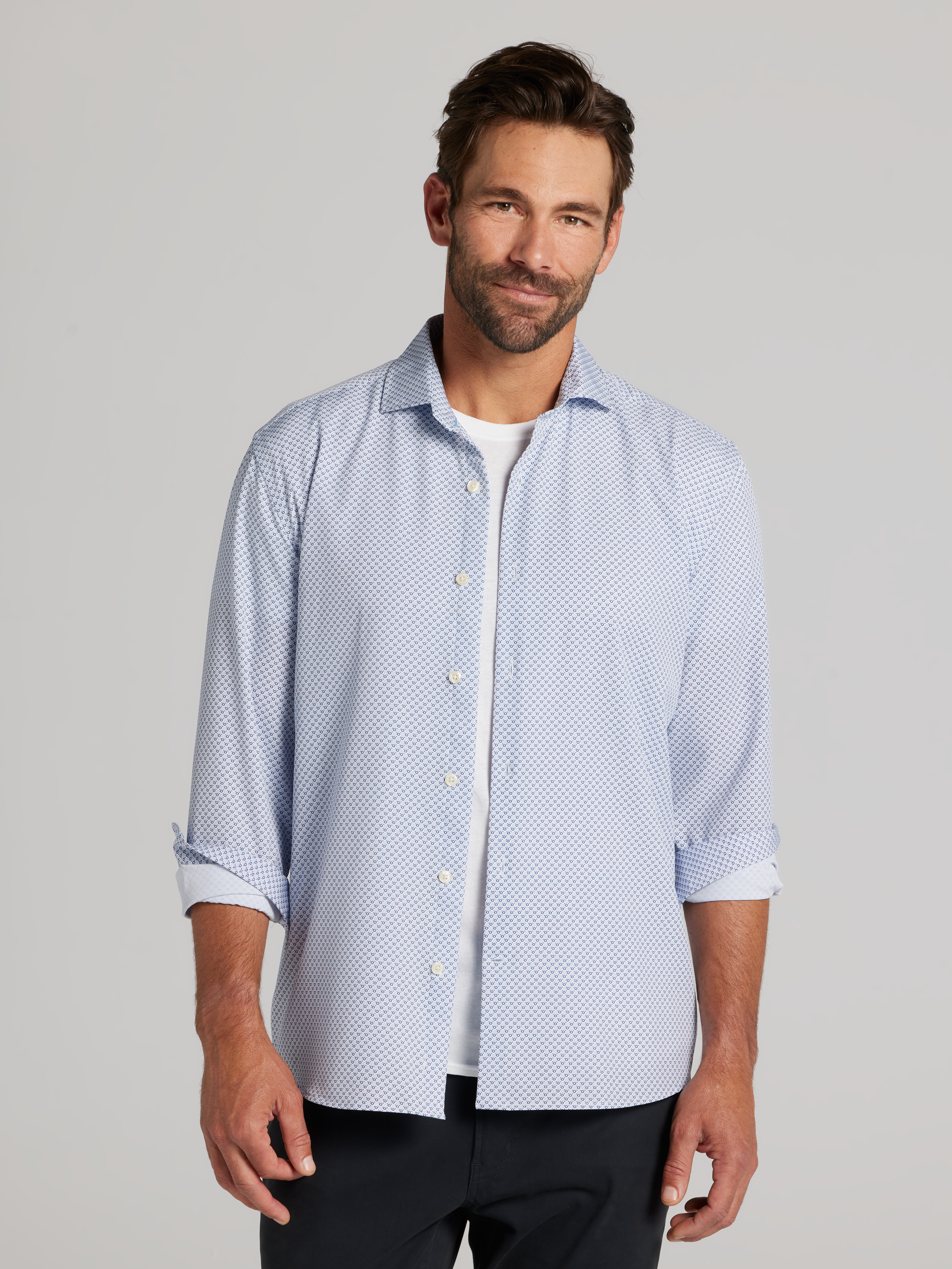 CHILLFLEX Modern Fit 4-Way Stretch Button Up Shirt