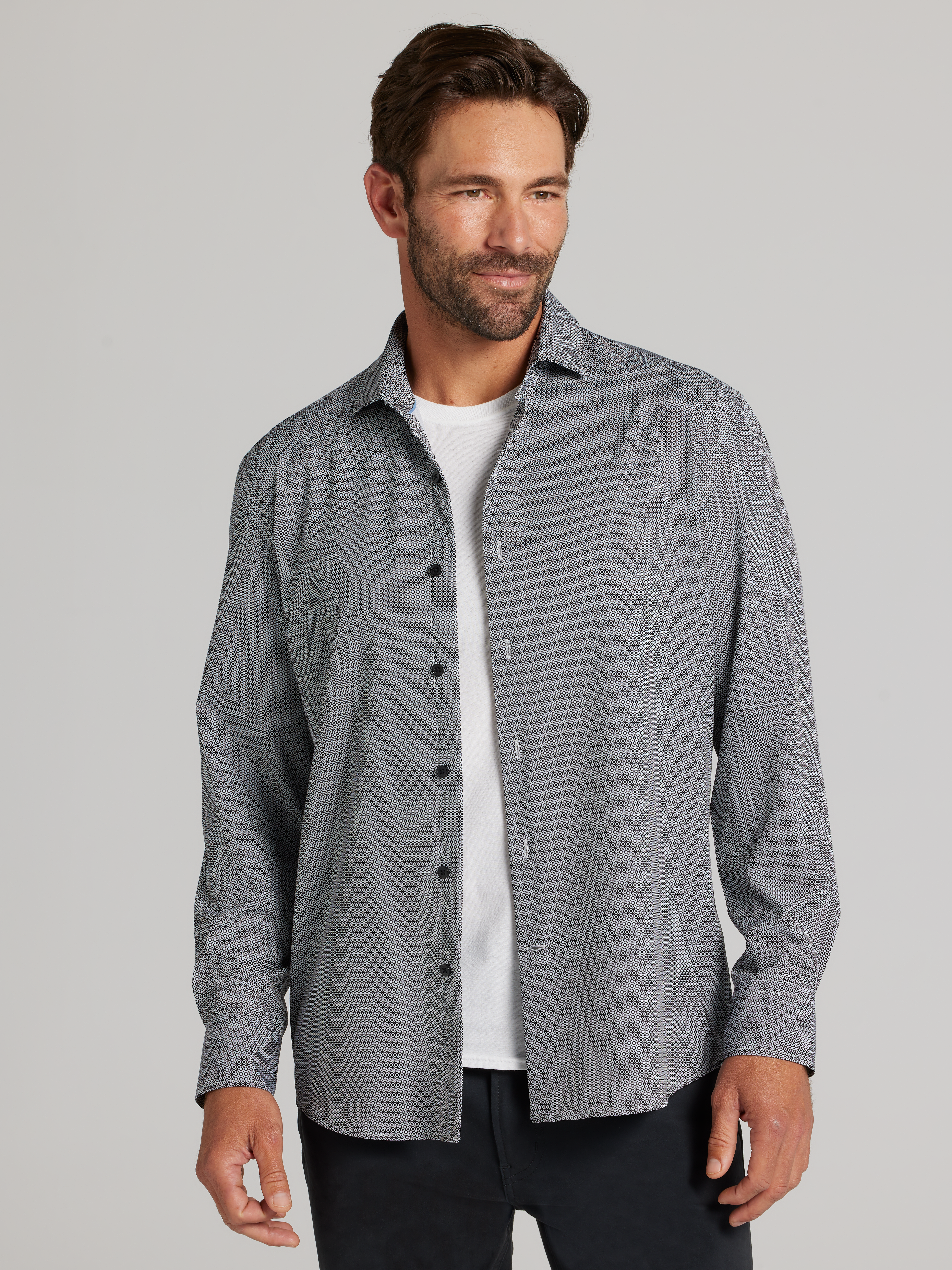 Modern Fit 4-Way Stretch Button Up Shirt