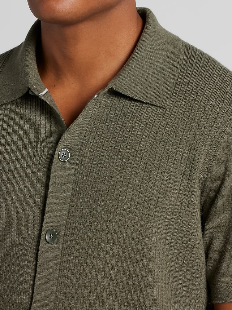 mens green dress sweater Buy Dark Green Waffle Knit Quarter-Zip Sweater for Short Men main image 0