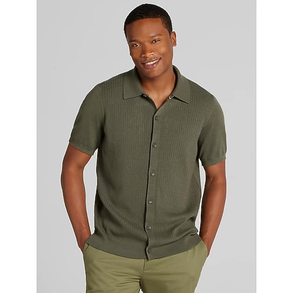 Awearness Kenneth Cole Men's Button Front Sweater Four Leaf Clover - Size: Small