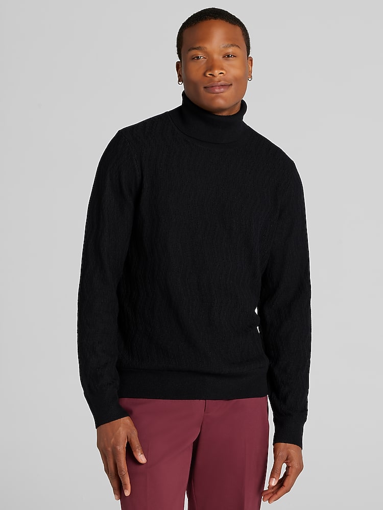 Awearness Kenneth Cole Textured Turtleneck Sweater, Jet Black