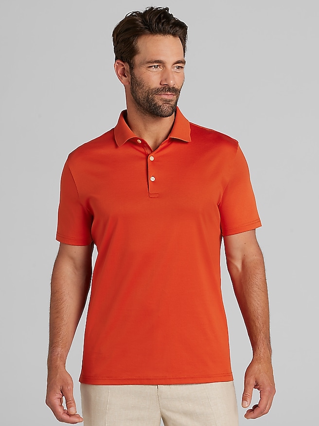 Joseph Abboud Big & Tall Men's Modern Fit Luxe Cotton Polo , Burnt Ochre / Orange
