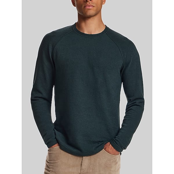Weatherproof Vintage Men's Horizontal Ribbed Raglan Crewneck Sweater Scarab - Size: Medium