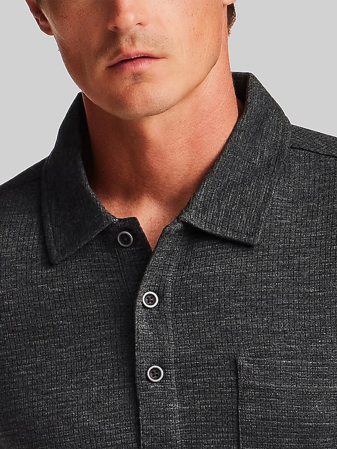 Weatherproof Vintage Regular Fit Stretch Waffle Long Sleeve Polo Shirt