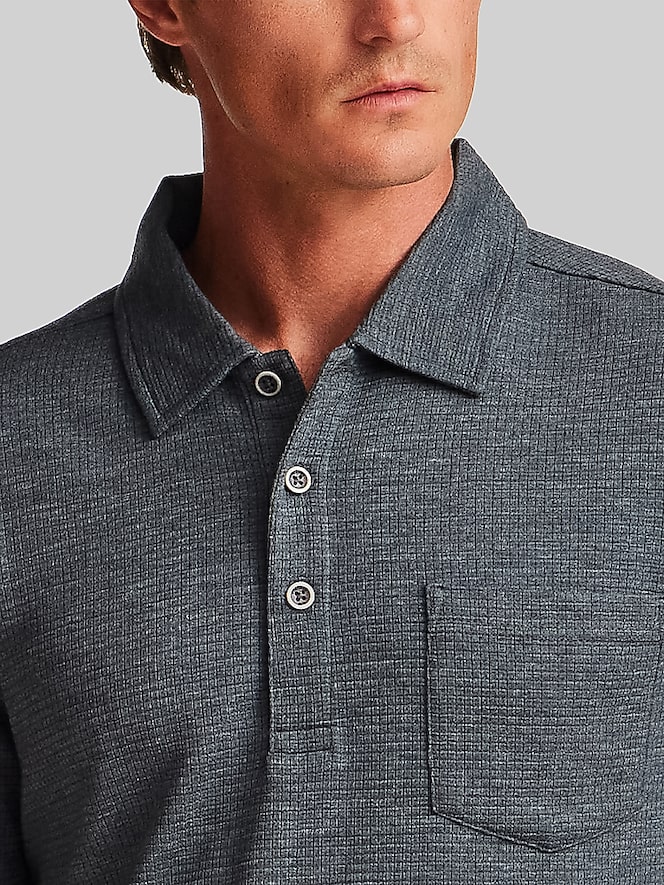 Weatherproof Vintage Regular Fit Stretch Waffle Long Sleeve Polo Shirt