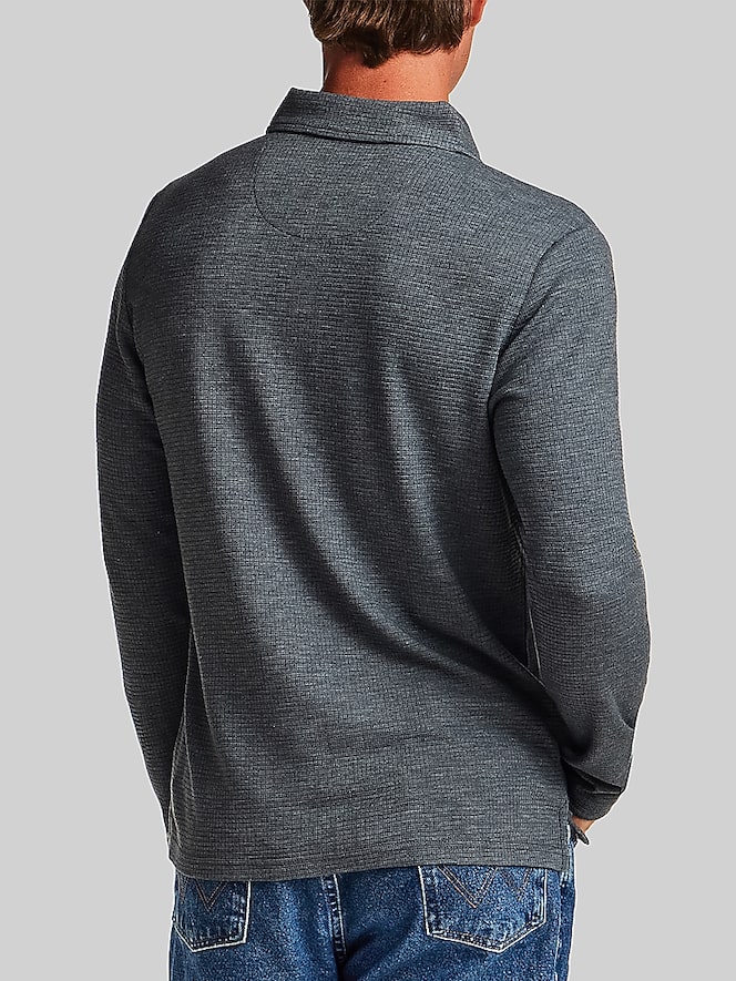 Weatherproof Vintage Regular Fit Stretch Waffle Long Sleeve Polo Shirt