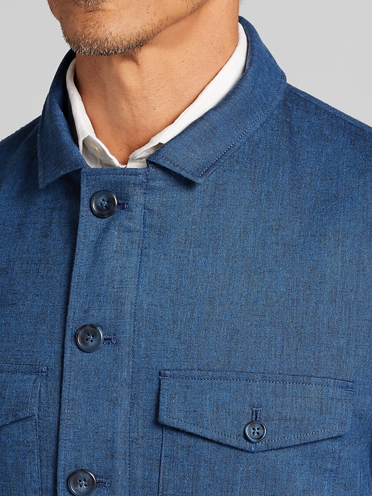 Joseph Abboud Lightweight Linen Shirt Jacket, Navy - Blue | Shirt
