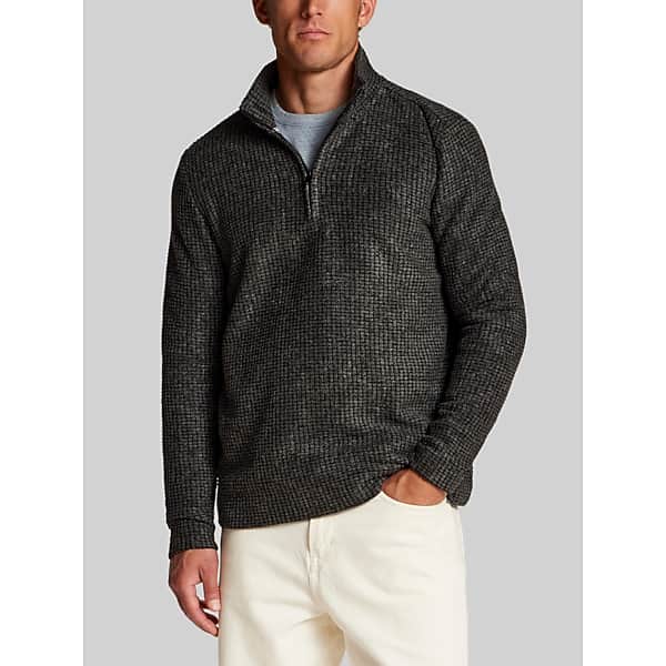 Weatherproof Vintage Men's Regular Fit Terry Grid Fleece Quarter-Zip Fleece Black Beauty - Size: Small