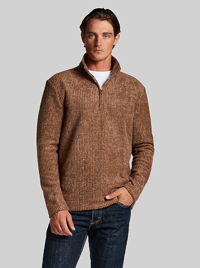 Weatherproof Vintage Regular Fit Terry Grid Fleece Quarter-Zip Fleece Spanish Brown