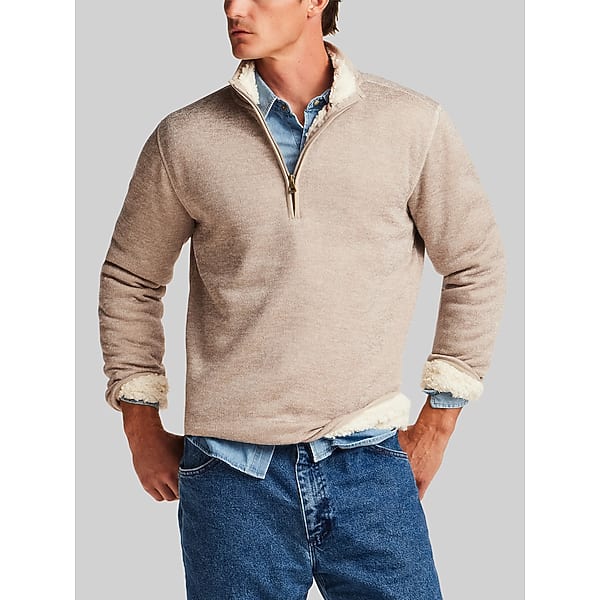 Weatherproof Vintage Men's Regular Fit Sherpa Lined Quarter-Zip Sweater Fleece Cream - Size: XXL