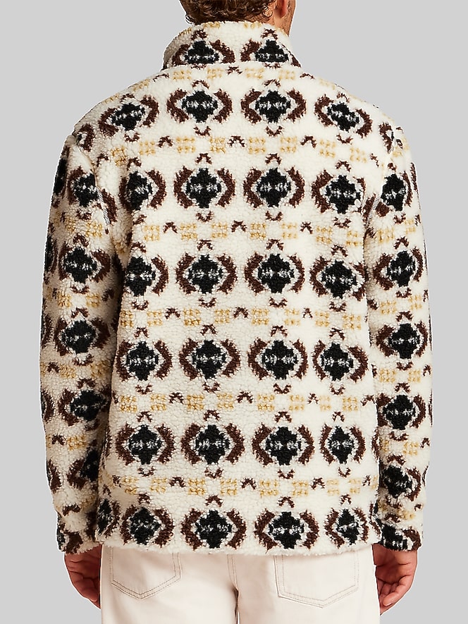 Weatherproof Vintage Regular Fit Printed Berber Fleece Full-Zip Jacket, Wheat - Image 3 of 4