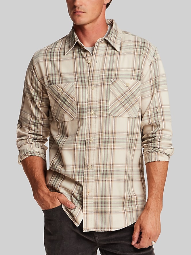 Weatherproof Vintage Regular Fit Burnout Plaid Button Up Shirt
