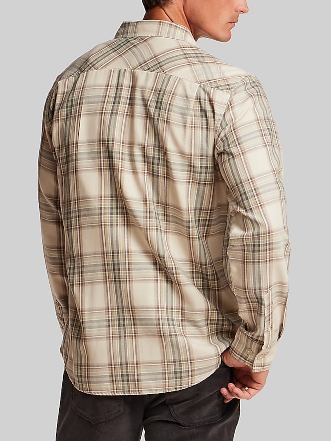 Weatherproof Vintage Regular Fit Burnout Plaid Button Up Shirt