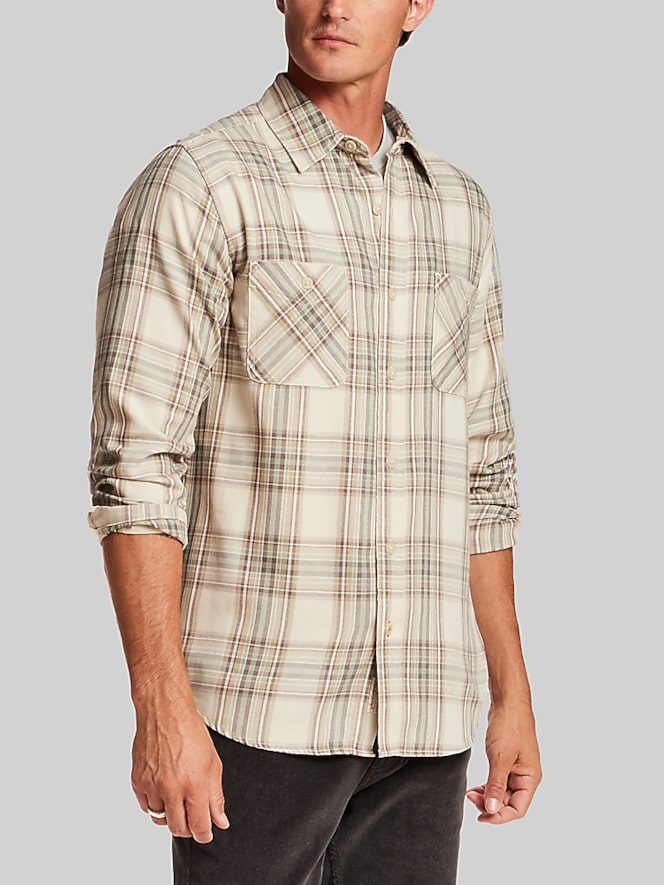 Weatherproof Vintage Regular Fit Burnout Plaid Button Up Shirt