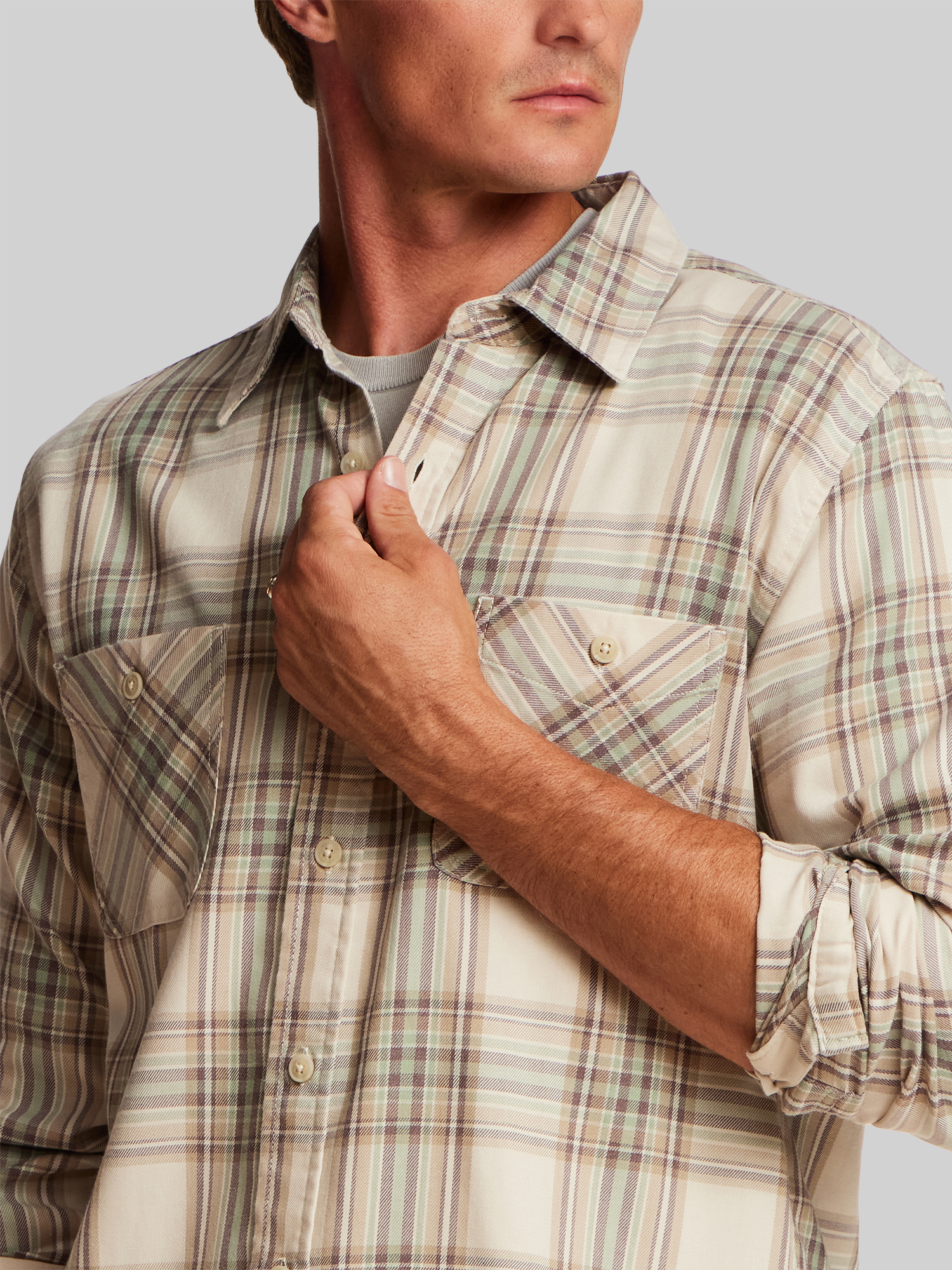 Regular Fit Burnout Plaid Button Up Shirt
