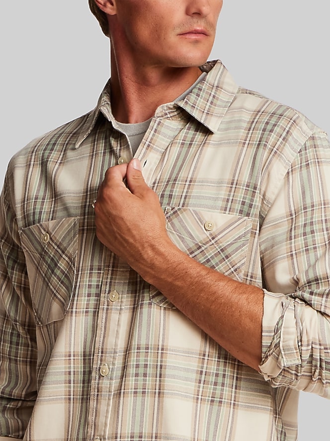 Weatherproof Vintage Regular Fit Burnout Plaid Button Up Shirt