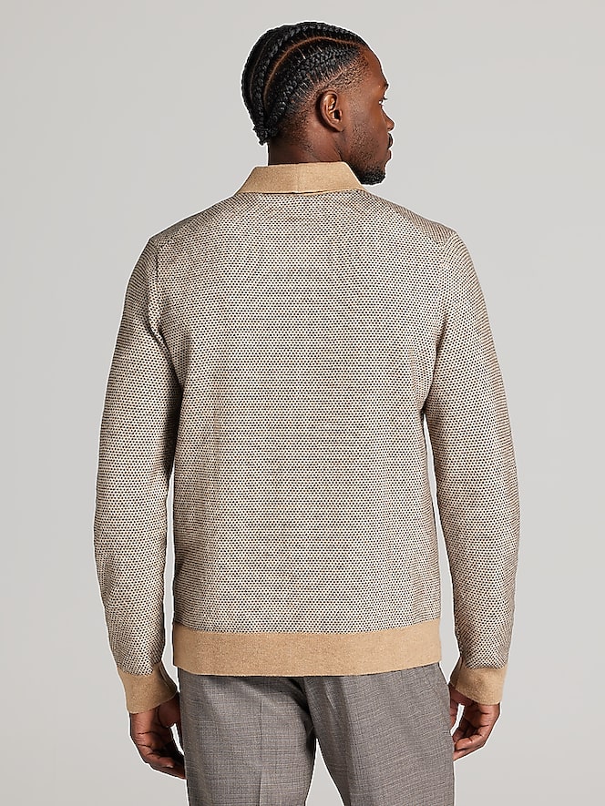 Joseph Abboud Modern Fit Jacquard Shirt Front Sweater