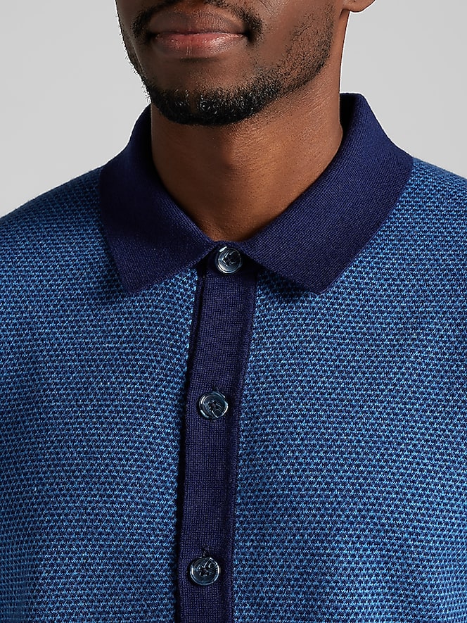Joseph Abboud Modern Fit Jacquard Shirt Front Sweater