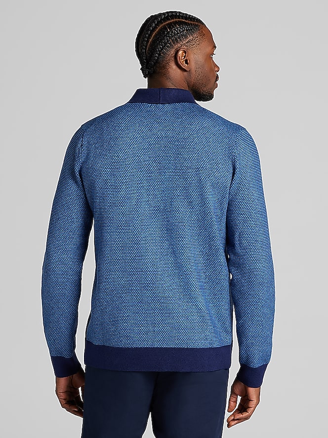 Joseph Abboud Modern Fit Jacquard Shirt Front Sweater