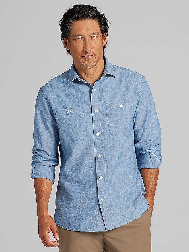 Joseph Abboud Modern Fit Chambray Button Up Shirt