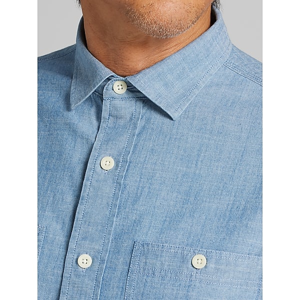 Joseph Abboud Men's Modern Fit Chambray Button Up Shirt Medium Wash - Size: 4X TMW6GBX50814