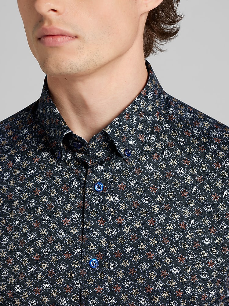 Paisley Gray Slim Fit Floral Button Up Shirt Button Up Shirts