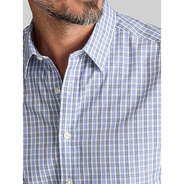 Untuckit Men's Slim Fit Durif Wrinkle-Free Button Up Shirt Med Blue