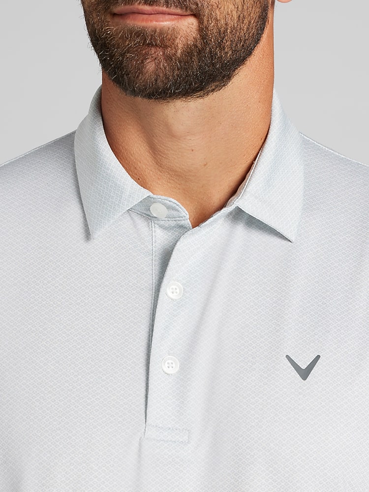 Callaway Regular Fit Geo Golf Polo, Light Grey - White | Golf