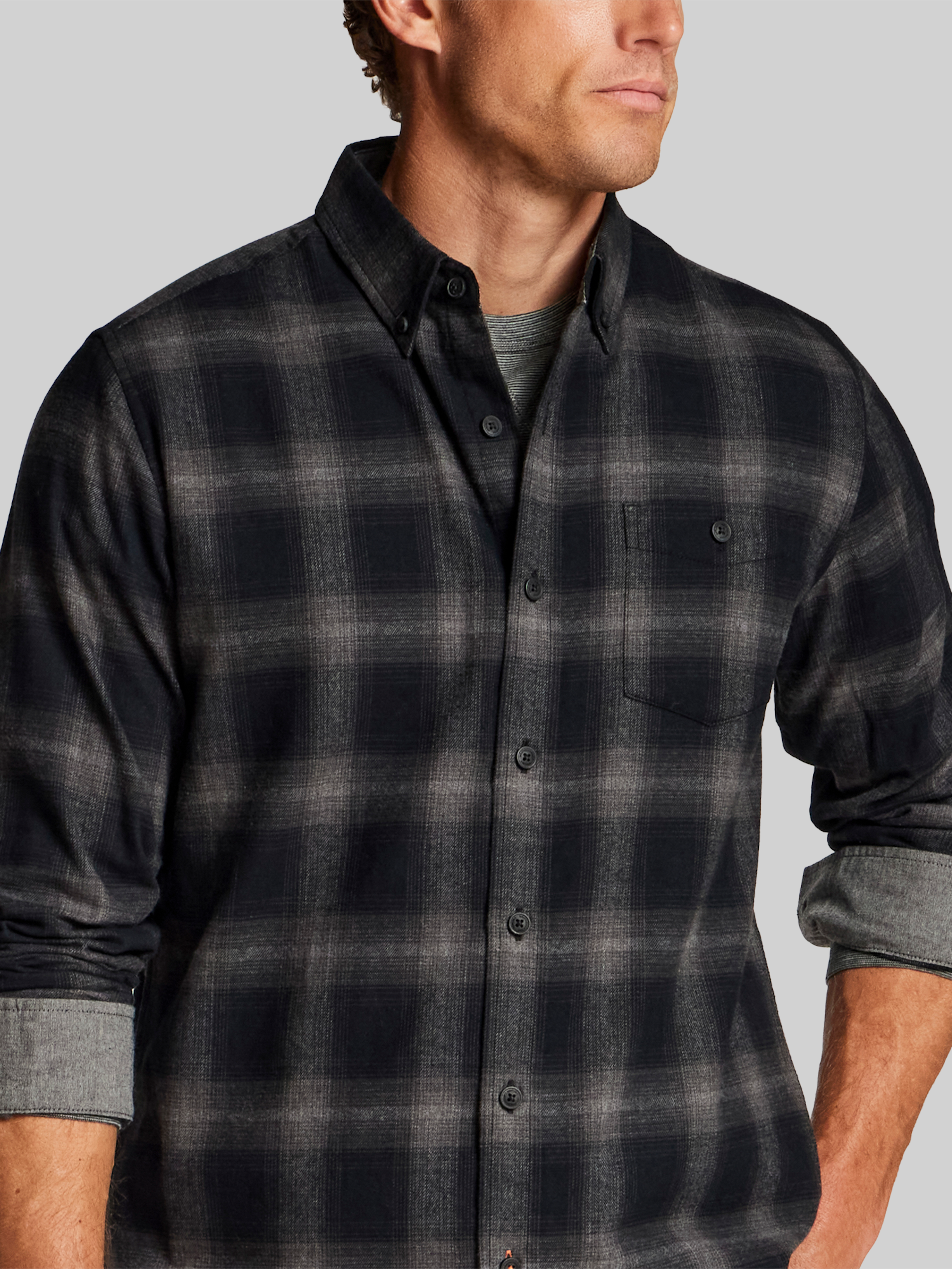 Regular Fit Brushed Flannel Button Up Shirt