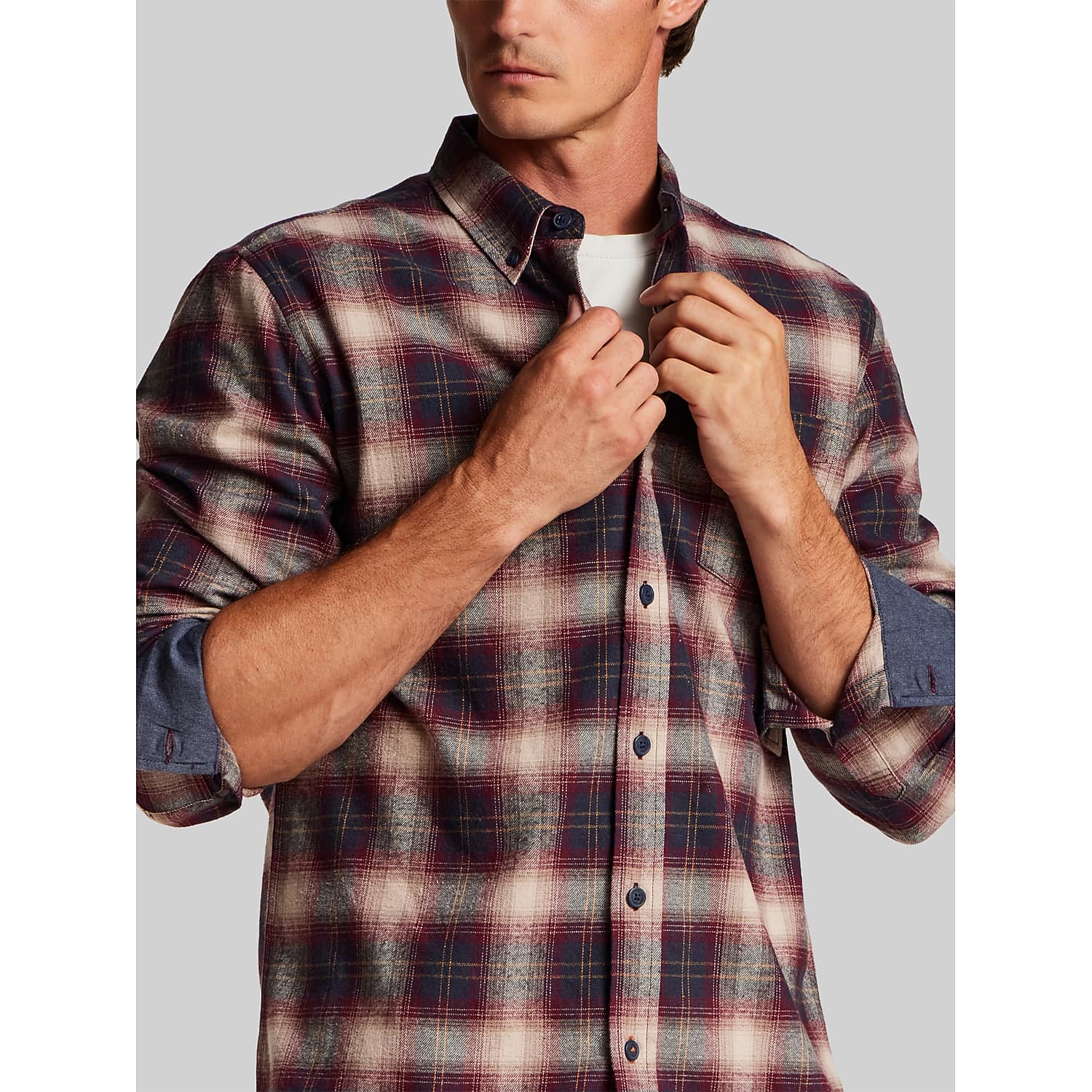 Weatherproof Vintage Regular-Fit Brushed Flannel Shirt – Button-Up, Button-Down Collar, Fig Port Purple